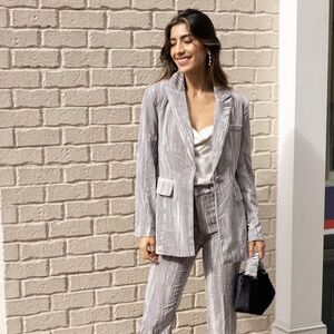 Steve Madden Imann Velvet Blazer - Silver